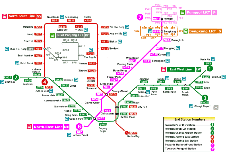 Карта метро города-государства Сингапур (798 х 551)