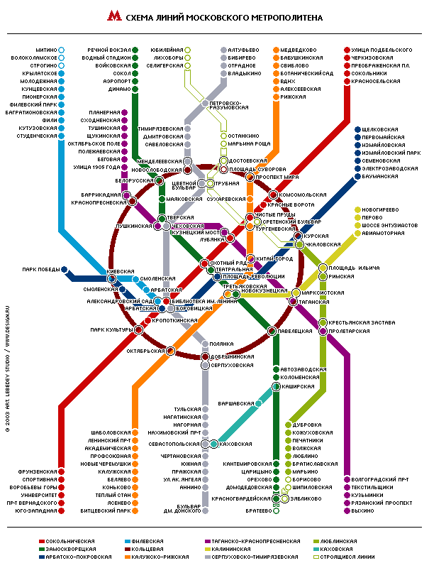 Карта метро г. Москва, Россия (605х800). Проезд между любыми двумя станциями стоит 17 рублей (2007г.) 