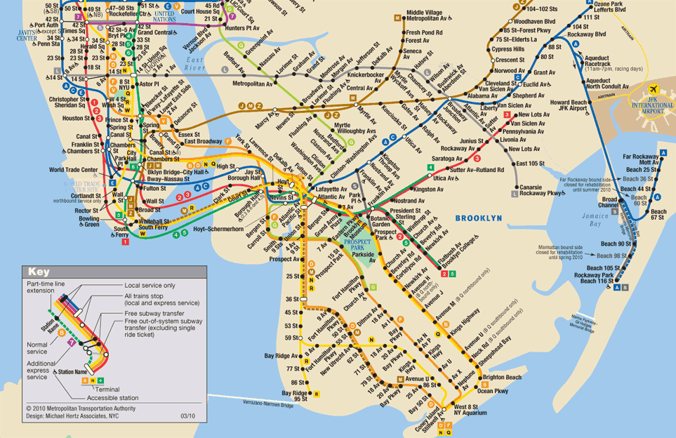 Карта метро г. Нью-Йорк, США