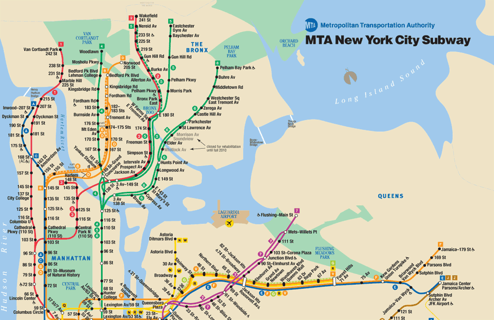 Карта метро г. Нью-Йорк, США